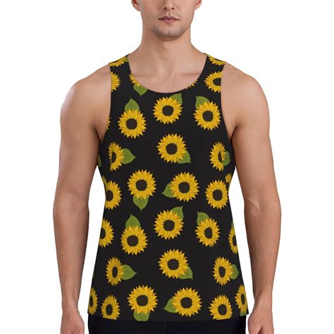 Goofa Sunflowers Pattern Mens Workout Tank Top Slim Fit Tank Quick Dry