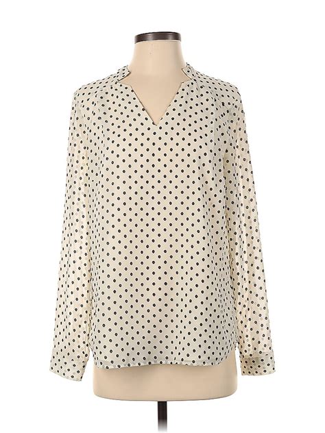 Talbots Polka Dots Ivory Long Sleeve Blouse Size S Off Thredup