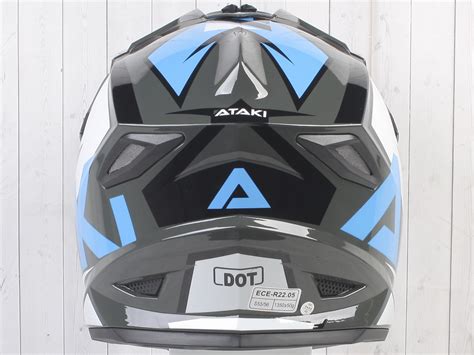 Шлем (кроссовый) Ataki JK801 Rampage серый/синий глянцевый XL (арт. #10279)