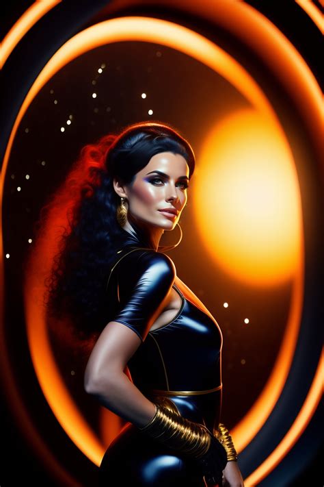 Lexica Hot Spacegirl In Dress Costume In Front Of A Blackhole Stargate