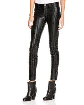 BLANKNYC Vegan Faux Leather Skinny Embroidered Pants Women