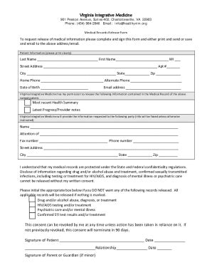 Fillable Online Free Medical Records Release Authorization Form Hipaa