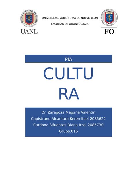 PIA Cultura Producto Integrador De Aprendizaje UNIVERSIDAD