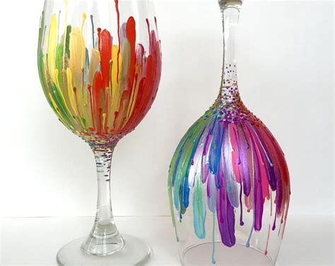 Birch Collection Color Burst Wineglass Set Of Hand Painted Oz