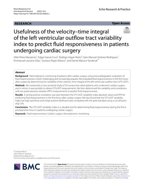 Pdf Usefulness Of The Velocity Time Integral Of The Left Ventricular Outflow Tract Variability