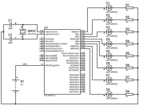 12 Channel Led Chaser With Pic16f84a Circuit Diagram