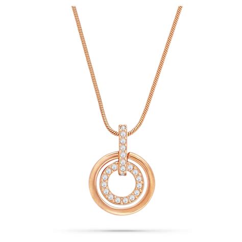 Circle Pendant Round Shape White Rose Gold Tone Plated Swarovski