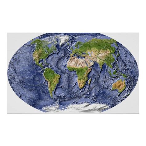 World Relief Map Poster | Zazzle | Relief map, Map poster, World map ...