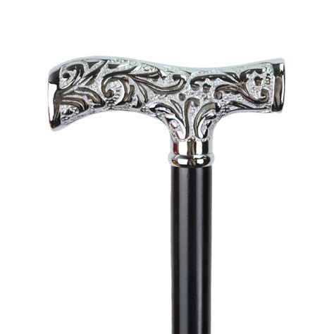 Embossed Leaf Handle Chrome Dress Cane WalkingSticks Co Uk