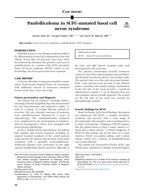 Pdf Panfolliculoma In Sufu Mutated Basal Cell Nevus Syndrome A Case