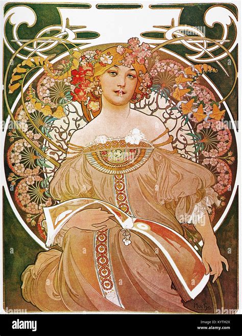 Alphonse Mucha Alfons Maria Femme Avec Un Livre Photo