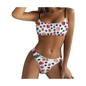 Prevently Comodo Bikini Da Donna Casual Bikini A Vita Alta Top Senza Pancia Costume Da Bagno