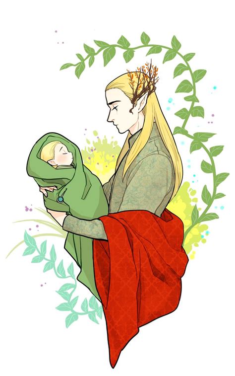 Loving father Thranduil doting on his baby son Legolas. Legolas is ...