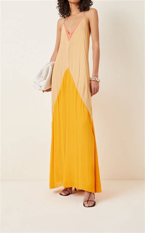 Summer Heat Colorblock Silk Maxi Halter Dress By Dorothee Schumacher