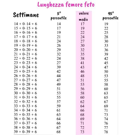 Tabella Crescita Feto Percentili Peso E Lunghezza Feto