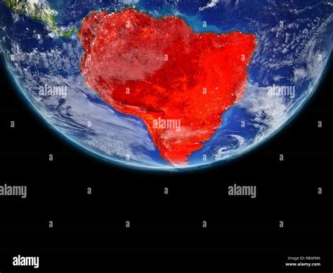 South America From Space On Model Of Planet Earth Extremely Fine