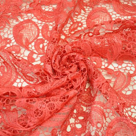 Venice Embroidered Coral Lace Fabric For Wedding Lace Bridal Etsy