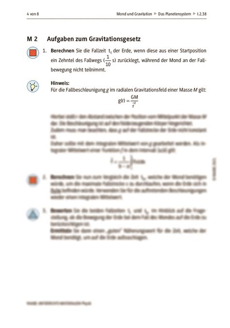 Aufgaben Zur Gravitation Raabits Online