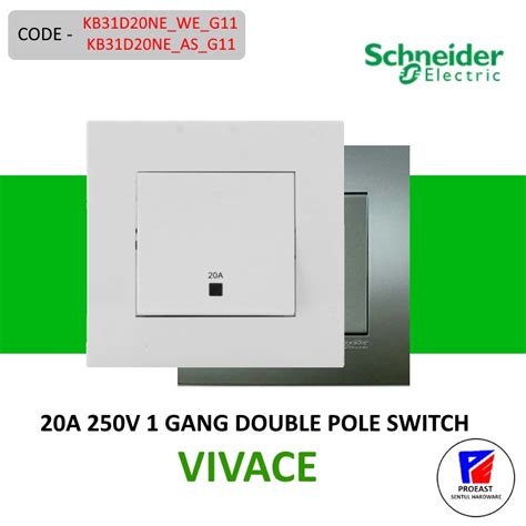 Schneider Electric Vivace 20a 250v 1 Gang Double Pole Switch With Neonwater Heater Switchair