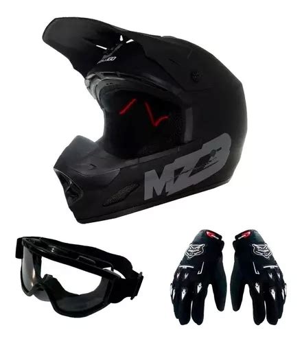 Kit Casco Cross Vertigo Mz Guantes Antiparras Fas