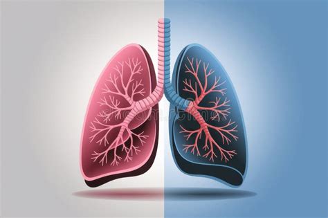healthy lungs  diseased lungs concept  medical illustration stock