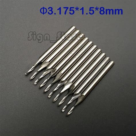 10 Pcs Ball Nose Carbide Endmill 2 Two Flutes CNC Router Bits 1 8 3