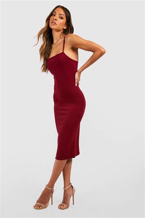 Strappy Bodycon Midi Dress Boohoo Uk