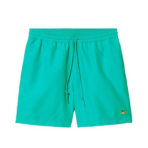 Carhartt Wip Chase Swim Trunks Aqua Green Highlights