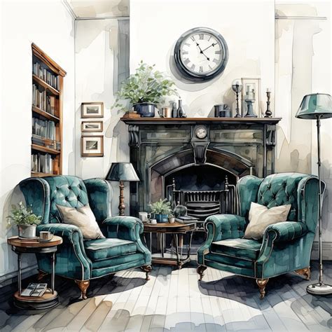 Premium Photo Watercolor Vector Illustration Of A Living Room