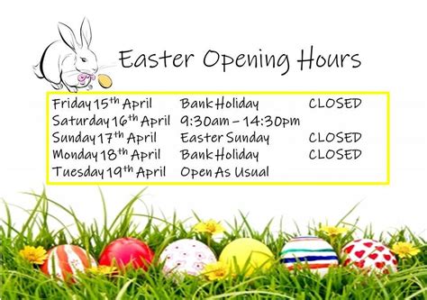 Easter Holiday Opening Hours Space Saver Home Business