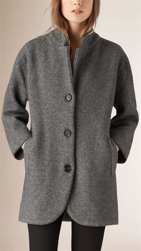 Burberry Bonded Wool Blend Cardigan Coat In Mid Grey Melange Gray Lyst