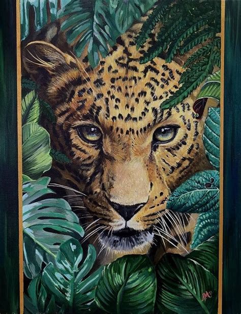 Out Of The Shadows Painting Jungle Animal Art Leopard Painting