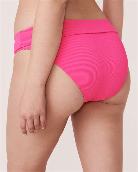 TOOTSIE RIB Recycled Fibers Foldable Waistband Bikini Bottom Neon