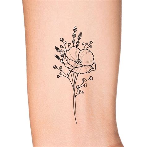 Poppy Flower Tattoo Etsy