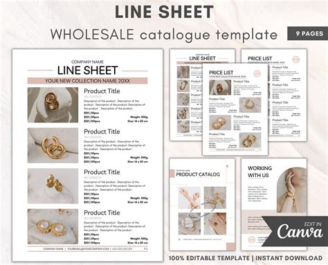 Line Sheet Template Wholesale Catalog Editable Wholesale Template