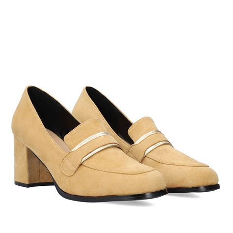 Mocassins Talon En Su Dine Beige Femmes Petites Pointures Femmes