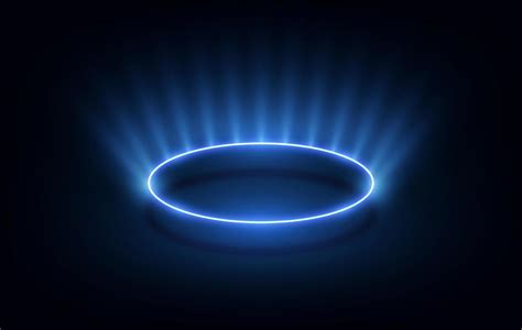 Blue Neon Light Circle Frame On Background Vector Illustration