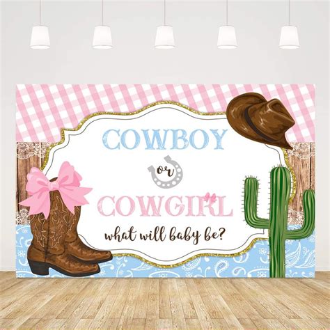 Amazon Cowboy Or Cowgirl Baby Gender Reveal Shower Backdrop Girl