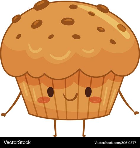 Bakery food cartoon character cute muffin Vector Image