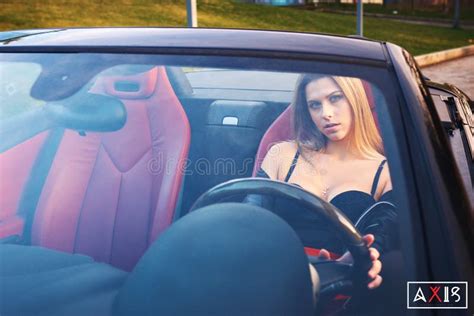 Hot Blonde In A Cabrio Car Stock Photo Image Of Portrait