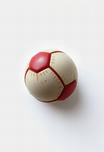 A Red And White Soccer Ball With A Red Stripe On The Bottom Premium