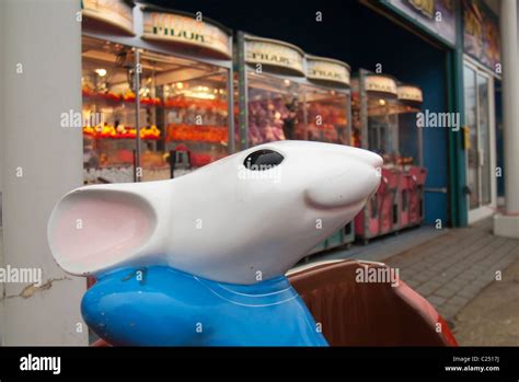 Stuart Little Character Fairground Ride Outside A Amusement Arcade