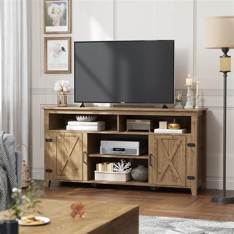 Yitahome Highboy Farmhouse Soporte De Tv Con Puerta De Granero Para