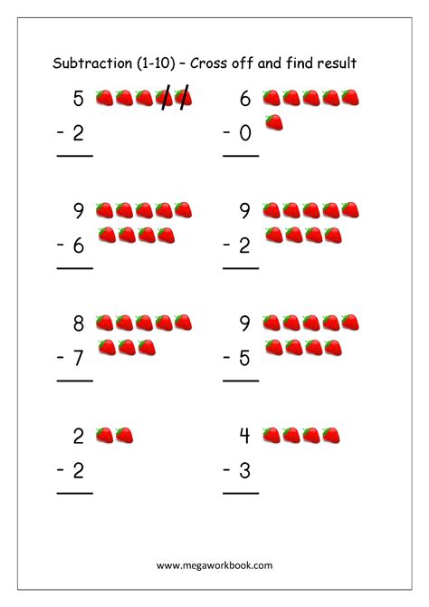 Free Printable Number Subtraction 1 10 Worksheets For Grade 1 And