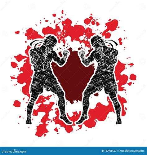 Muay Thai Thai Boxing Standing Ready To Fight Action Graphic Vector