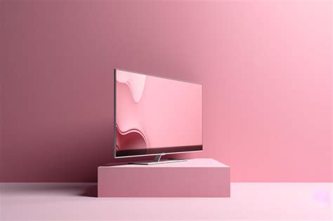 Premium Photo | A pink wall with a large flat screen tv on it.