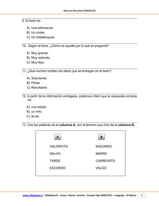 Ensayo Simce Lenguaje Basico Pdf