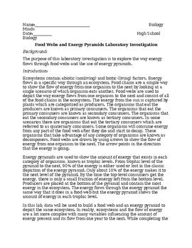 Ngss Nyssls Food Webs And Energy Pyramids Lab By Biology Minds Tpt