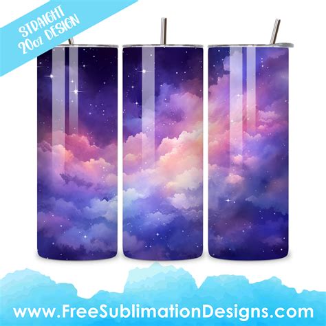 Clouds Tumbler Wrap Sublimation Print FREE PNG Image