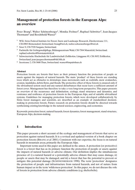 Fao Sfm Tool Detail Management Of Protection Forests In The European